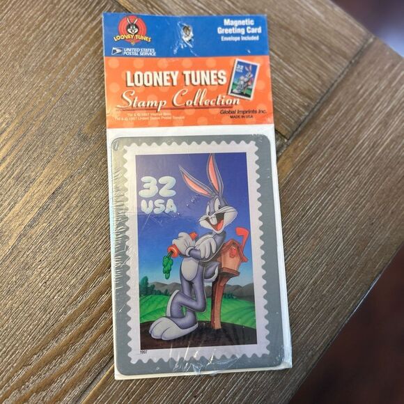 Warner Bros Vintage Looney Tunes Stamp Collection Magnetic Greeting Card - Picture 1 of 7